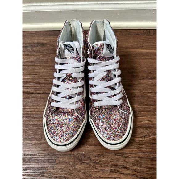 Vans Sk8 Hi Glitter Sparkle High Top Zipper Back Shoes Women - Picture 7 of 8